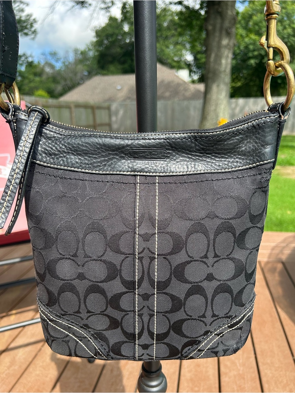 Vintage Coach Black Signature Slim Crossbody Messenger Bag Legacy 10402 10403